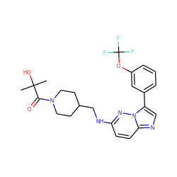 CC(C)(O)C(=O)N1CCC(CNc2ccc3ncc(-c4cccc(OC(F)(F)F)c4)n3n2)CC1 ZINC000113134518