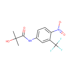 CC(C)(O)C(=O)Nc1ccc([N+](=O)[O-])c(C(F)(F)F)c1 ZINC000004655055