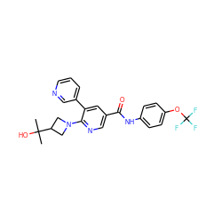 CC(C)(O)C1CN(c2ncc(C(=O)Nc3ccc(OC(F)(F)F)cc3)cc2-c2cccnc2)C1 ZINC001772640259