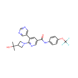 CC(C)(O)C1CN(c2ncc(C(=O)Nc3ccc(OC(F)(F)F)cc3)cc2-c2cncnc2)C1 ZINC000224446900