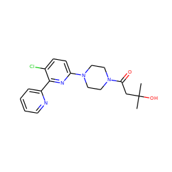 CC(C)(O)CC(=O)N1CCN(c2ccc(Cl)c(-c3ccccn3)n2)CC1 ZINC000142477747