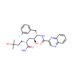 CC(C)(O)CC[C@H](C[C@H](O)[C@H](Cc1cccc(F)c1)NC(=O)c1cnc2ccccc2n1)C(N)=O ZINC000003948480