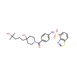 CC(C)(O)CCCC1(O)CCN(C(=O)c2ccc(NS(=O)(=O)c3cccc4scnc34)cc2)CC1 ZINC000220624285