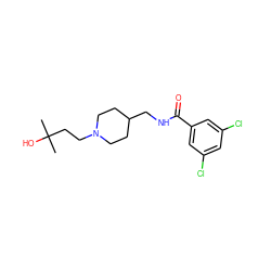 CC(C)(O)CCN1CCC(CNC(=O)c2cc(Cl)cc(Cl)c2)CC1 ZINC000040431018