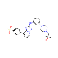 CC(C)(O)CN1CCN(c2cccc(Nc3nc4c(-c5ccc(S(C)(=O)=O)cc5)cccn4n3)c2)CC1 ZINC000096169666