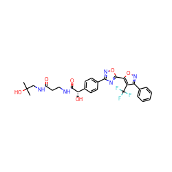 CC(C)(O)CNC(=O)CCNC(=O)[C@@H](O)c1ccc(-c2noc(-c3onc(-c4ccccc4)c3C(F)(F)F)n2)cc1 ZINC000167313610