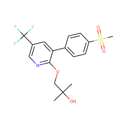 CC(C)(O)COc1ncc(C(F)(F)F)cc1-c1ccc(S(C)(=O)=O)cc1 ZINC000029465400