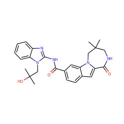 CC(C)(O)Cn1c(NC(=O)c2ccc3cc4n(c3c2)CC(C)(C)CNC4=O)nc2ccccc21 ZINC000117692194