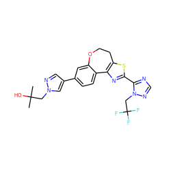 CC(C)(O)Cn1cc(-c2ccc3c(c2)OCCc2sc(-c4ncnn4CC(F)(F)F)nc2-3)cn1 ZINC000095920987