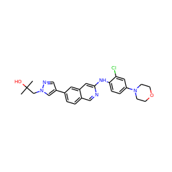 CC(C)(O)Cn1cc(-c2ccc3cnc(Nc4ccc(N5CCOCC5)cc4Cl)cc3c2)cn1 ZINC000223649747