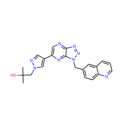 CC(C)(O)Cn1cc(-c2cnc3nnn(Cc4ccc5ncccc5c4)c3n2)cn1 ZINC000095557435