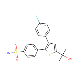 CC(C)(O)c1cc(-c2ccc(F)cc2)c(-c2ccc(S(N)(=O)=O)cc2)s1 ZINC000026265672