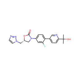 CC(C)(O)c1ccc(-c2ccc(N3C[C@H](Cn4ccnn4)OC3=O)cc2F)cn1 ZINC000028711439