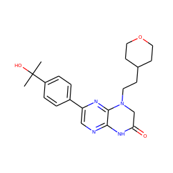 CC(C)(O)c1ccc(-c2cnc3c(n2)N(CCC2CCOCC2)CC(=O)N3)cc1 ZINC000113193171