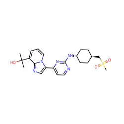 CC(C)(O)c1cccn2c(-c3ccnc(N[C@H]4CC[C@H](CS(C)(=O)=O)CC4)n3)cnc12 ZINC000261139376