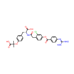 CC(C)(Oc1ccc(C[C@@H](NC(=O)Cc2ccc(OC(=O)c3ccc(N=C(N)N)cc3)cc2Cl)C(=O)O)cc1)C(=O)O ZINC000217946465