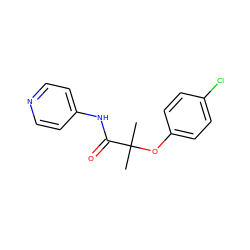 CC(C)(Oc1ccc(Cl)cc1)C(=O)Nc1ccncc1 ZINC000000469619