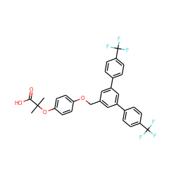 CC(C)(Oc1ccc(OCc2cc(-c3ccc(C(F)(F)F)cc3)cc(-c3ccc(C(F)(F)F)cc3)c2)cc1)C(=O)O ZINC000036757833