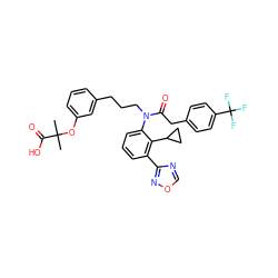 CC(C)(Oc1cccc(CCCN(C(=O)Cc2ccc(C(F)(F)F)cc2)c2cccc(-c3ncon3)c2C2CC2)c1)C(=O)O ZINC000026744992