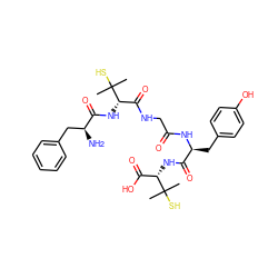 CC(C)(S)[C@@H](NC(=O)[C@H](Cc1ccc(O)cc1)NC(=O)CNC(=O)[C@H](NC(=O)[C@@H](N)Cc1ccccc1)C(C)(C)S)C(=O)O ZINC000029417533