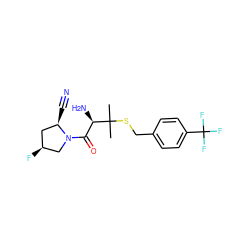 CC(C)(SCc1ccc(C(F)(F)F)cc1)[C@H](N)C(=O)N1C[C@@H](F)C[C@H]1C#N ZINC000028565693