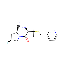 CC(C)(SCc1cccnc1)[C@H](N)C(=O)N1C[C@@H](F)C[C@H]1C#N ZINC000028566149