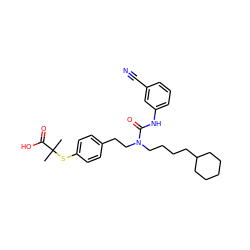 CC(C)(Sc1ccc(CCN(CCCCC2CCCCC2)C(=O)Nc2cccc(C#N)c2)cc1)C(=O)O ZINC000028232464