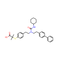 CC(C)(Sc1ccc(CCN(CCc2ccc(-c3ccccc3)cc2)C(=O)NC2CCCCC2)cc1)C(=O)O ZINC000028235832