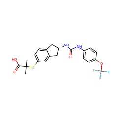 CC(C)(Sc1ccc2c(c1)C[C@@H](NC(=O)Nc1ccc(OC(F)(F)F)cc1)C2)C(=O)O ZINC000028971902