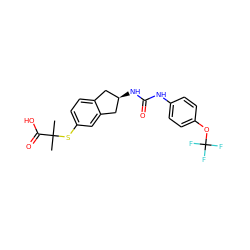 CC(C)(Sc1ccc2c(c1)C[C@H](NC(=O)Nc1ccc(OC(F)(F)F)cc1)C2)C(=O)O ZINC000028971898