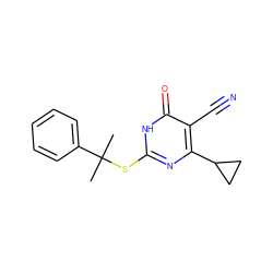 CC(C)(Sc1nc(C2CC2)c(C#N)c(=O)[nH]1)c1ccccc1 ZINC000299840483