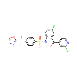 CC(C)(c1ccc(S(=O)(=O)Nc2ccc(Cl)cc2C(=O)c2ccnc(Cl)c2)cc1)c1ncco1 ZINC000166290859