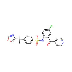 CC(C)(c1ccc(S(=O)(=O)Nc2ccc(Cl)cc2C(=O)c2ccncc2)cc1)c1cocn1 ZINC000113627687