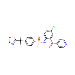 CC(C)(c1ccc(S(=O)(=O)Nc2ccc(Cl)cc2C(=O)c2ccncc2)cc1)c1ncco1 ZINC000113623812