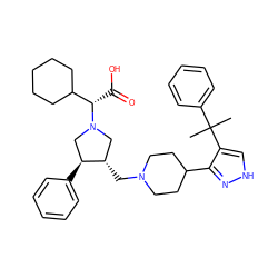 CC(C)(c1ccccc1)c1c[nH]nc1C1CCN(C[C@H]2CN([C@@H](C(=O)O)C3CCCCC3)C[C@@H]2c2ccccc2)CC1 ZINC000028012888