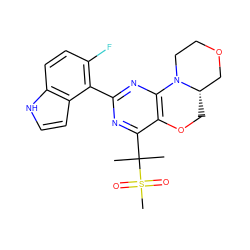 CC(C)(c1nc(-c2c(F)ccc3[nH]ccc23)nc2c1OC[C@H]1COCCN21)S(C)(=O)=O ZINC000218164860