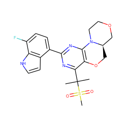 CC(C)(c1nc(-c2ccc(F)c3[nH]ccc23)nc2c1OC[C@@H]1COCCN21)S(C)(=O)=O ZINC000218304371