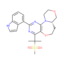 CC(C)(c1nc(-c2cccc3[nH]ccc23)nc2c1OCC[C@H]1COCCN21)S(C)(=O)=O ZINC000221362832