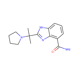 CC(C)(c1nc2c(C(N)=O)cccc2[nH]1)N1CCCC1 ZINC000040933175