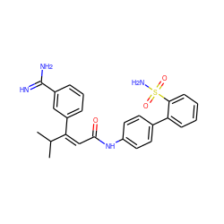 CC(C)/C(=C/C(=O)Nc1ccc(-c2ccccc2S(N)(=O)=O)cc1)c1cccc(C(=N)N)c1 ZINC000013442349