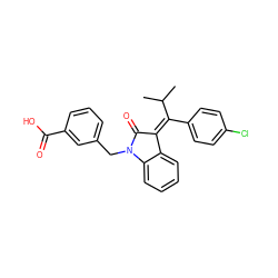 CC(C)/C(=C1\C(=O)N(Cc2cccc(C(=O)O)c2)c2ccccc21)c1ccc(Cl)cc1 ZINC000096270363