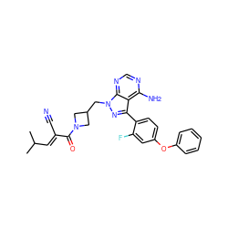 CC(C)/C=C(\C#N)C(=O)N1CC(Cn2nc(-c3ccc(Oc4ccccc4)cc3F)c3c(N)ncnc32)C1 ZINC000224136134