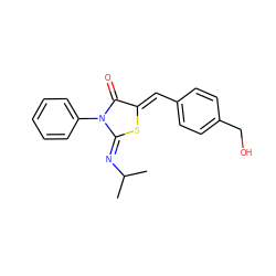 CC(C)/N=C1\S/C(=C\c2ccc(CO)cc2)C(=O)N1c1ccccc1 ZINC000049784807