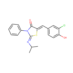 CC(C)/N=C1\S/C(=C\c2ccc(O)c(Cl)c2)C(=O)N1c1ccccc1 ZINC000049069744