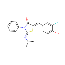 CC(C)/N=C1\S/C(=C\c2ccc(O)c(F)c2)C(=O)N1c1ccccc1 ZINC000049072923