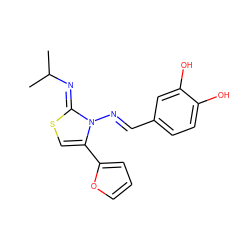 CC(C)/N=c1\scc(-c2ccco2)n1/N=C/c1ccc(O)c(O)c1 ZINC000013479197