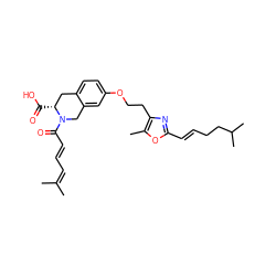 CC(C)=C/C=C/C(=O)N1Cc2cc(OCCc3nc(/C=C/CCC(C)C)oc3C)ccc2C[C@H]1C(=O)O ZINC000073221647