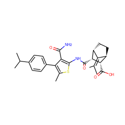 CC(C)=C1[C@H]2CC[C@H]1[C@@H](C(=O)Nc1sc(C)c(-c3ccc(C(C)C)cc3)c1C(N)=O)[C@H]2C(=O)O ZINC000100538278