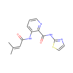 CC(C)=CC(=O)Nc1cccnc1C(=O)Nc1nccs1 ZINC000013521867