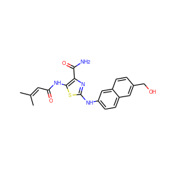 CC(C)=CC(=O)Nc1sc(Nc2ccc3cc(CO)ccc3c2)nc1C(N)=O ZINC000473164970
